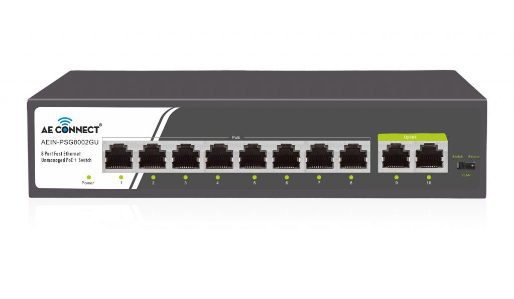 8 Port PoE Switch | Fast Ethernet with Gigabit Uplinks