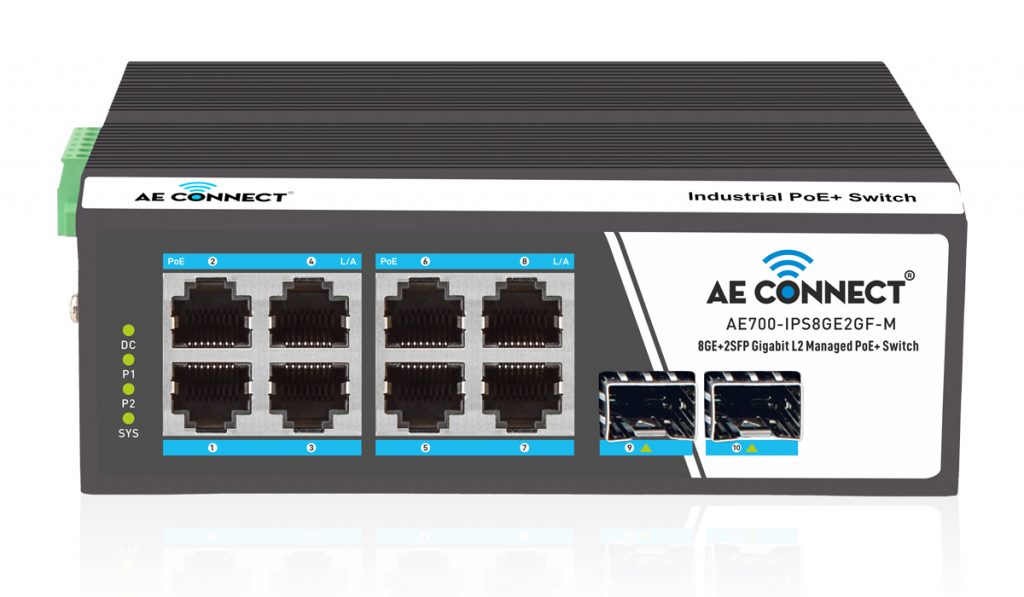 8 Port Managed Industrial PoE Switch | AE700-IPS8GE2GF-M